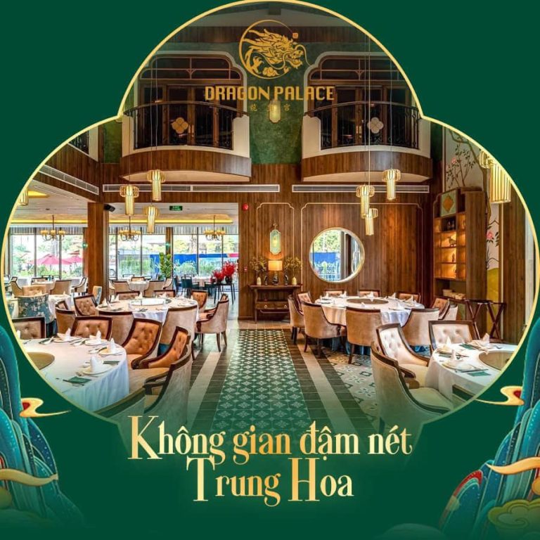 Không gian văn hóa ẩm thực Trung Quốc tái hiện vẻ đẹp truyền thống với kiến trúc Á Đông, sắc đỏ – vàng đặc trưng và nghệ thuật bày trí tinh tế.