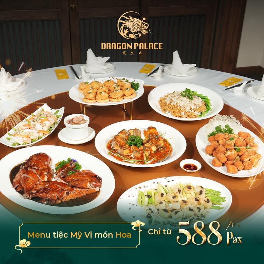 Các món ăn đặc sắc tại nhà hàng Dragon Palace nổi bật với dimsum tinh tế, vịt quay Bắc Kinh, há cảo tôm, xíu mại và các món Quảng Đông chuẩn vị.
